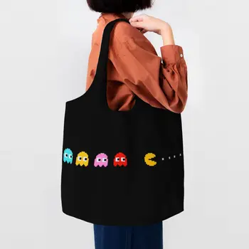 Аркадная компьютерная видеоигра Ghosts, сумка для покупок, женская холщовая сумка для покупок на плечо, сумки большой емкости, Сумочка в подарок