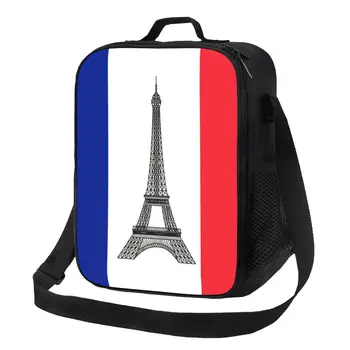 Флаг Франции Термоизолированные Сумки Для Ланча French La Tour Eiffel Многоразовая Сумка для Ланча для Офиса На Открытом Воздухе Bento Food Box