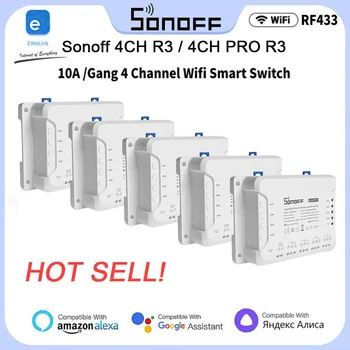 1-10 Шт. Sonoff 4CH R3/4CH PRO R3 4 Банды WiFi Smart Switch Модуль RF Пульт Дистанционного Управления Подсветкой Поддержка 4 Устройств Работает С Alexa