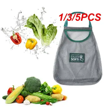 1/3 /5ШТ Сетчатая сумка для хранения фруктов и овощей на кухне, Настенная сумка для хранения мелочей, Переносная дышащая Подвесная система