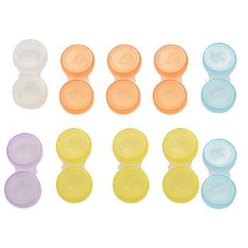 10 X футляров для контактных линз - Футляры для хранения с цветными маркировками L и R, разные цвета (многоцветные)