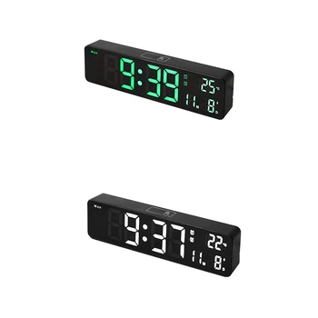 10-дюймовый светодиодный цифровой будильник, отображение температуры и даты, настенные или стационарные часы для украшения гостиной