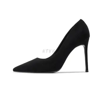 2023 Сексуальные женские туфли-лодочки Весна/осень на высоком каблуке с острым носком черные свадебные туфли Сексуальные женские туфли-лодочки на высоком каблуке