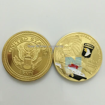 2ШТ Армия США Screaming Eagles Американская 101-я Воздушно-десантная дивизия Позолоченный Сувенир Коллекция монет Freedom