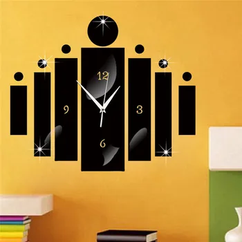 3D зеркальная наклейка на стену, настенные часы без звука, прямоугольные часы своими руками, креативные обои, наклейка на обои для домашнего декора (без батареи)