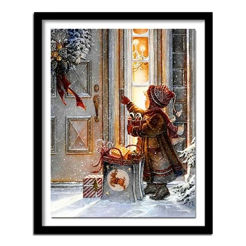 5D DIY Алмазная живопись Рождественская ночь Алмазная вышивка Рукоделие Пейзаж Вышивки крестом Полный Квадратный Подарок