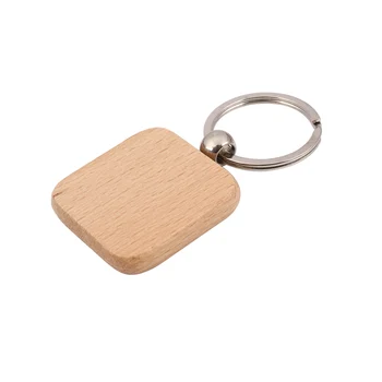 60 шт. пустой квадратный деревянный брелок для ключей DIY Key Tag в подарок