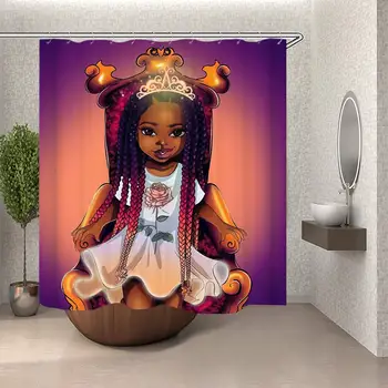 Afro Girl Magic Black Queen Афроамериканская занавеска для душа в ванной комнате