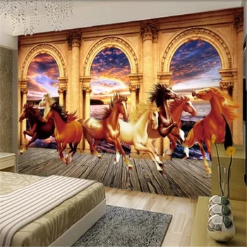 beibehang Пользовательские 3D большие обои horse triumph креативные европейские 3D пейзажи ТВ фон обои для домашнего декора обои
