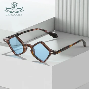 D & T 2023 Новые Модные Солнцезащитные очки в форме ромба Для женщин и мужчин С красочной оправой для линз, Брендовые Дизайнерские Очки в трендовой оправе UV400 Тонкого типа