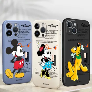 Shell Fashion Square Liquid Cover Мягкий Чехол для iPhone SE 12 14 X 13 XS MAX 6 6s XR 15 Pro Max 8 7 13 Pro 12 Disney Mickey