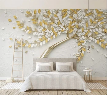 wellyu Пользовательские обои 3D фрески новое дерево с тиснением обои золотое дерево удачи ТВ фон стены гостиная спальня 3d обои