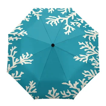 Автоматический Зонт Цвета Коралловой Воды Для Путешествий Складной Зонт Портативный Зонтик Ветрозащитные Зонты