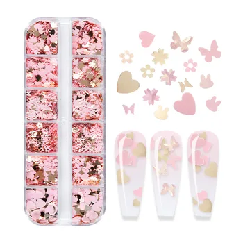 Аксессуары Kawaii 3D Бабочки Цветы Сердце Блестящие Брелоки для ногтей Детали для дизайна ногтей УФ-гелем DIY Украшения для ногтей
