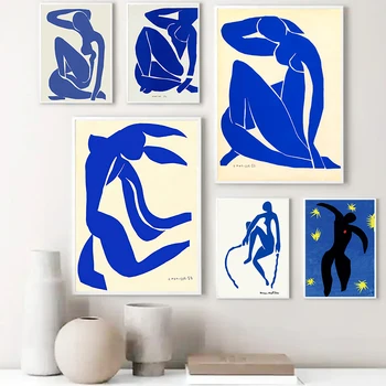 Анри Матисс, плакат с голубой обнаженной девушкой, картина на холсте, ретро Абстрактное настенное искусство, картина для украшения дома в современной гостиной.