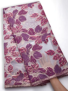 Африканская кружевная ткань, фиолетовая ткань из французского тюля, кружевные ткани, высококачественный атласный материал для платья 2022 года Для нигерийских женщин, сшитый A2755