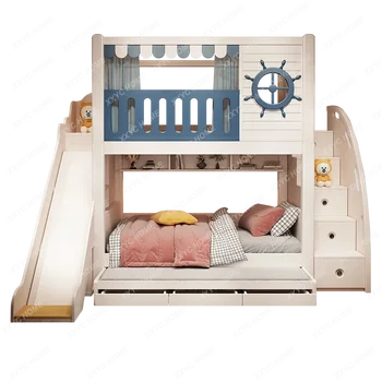 Верхняя и нижняя кровать для детей Двухъярусная кровать Замок Домик на дереве Высота Двухъярусная кровать S Тип