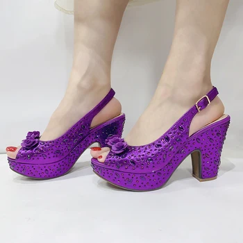 Весенне-Осенняя Женская Обувь Последнего Итальянского Дизайна в Модном Стиле 2023 года в Нигерийском стиле Фиолетового Цвета для Вечеринки