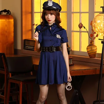 Взрослые женщины-полицейские, копы, Платье полицейского, Шляпа, комплект костюмов для косплея на Хэллоуин, Одежда для ролевых игр