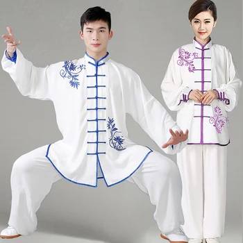 вышивка униформы Тайцзи Традиционная китайская одежда Кунг-фу Хлопчатобумажные Боевые Искусства Вин Чунтайцзи Тренировочный костюм для мужчин