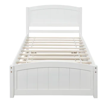Двуспальная кровать-платформа с выдвижным ящиком, белая