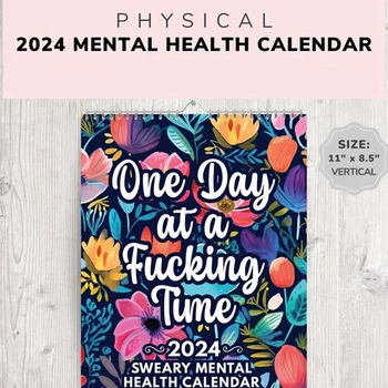 Забавный Календарь для Психического здоровья на 2024 год, Клянусь Вдохновляющим Календарем на 2024 год, Цветочный Календарь, Настольный Вдохновляющий Календарь