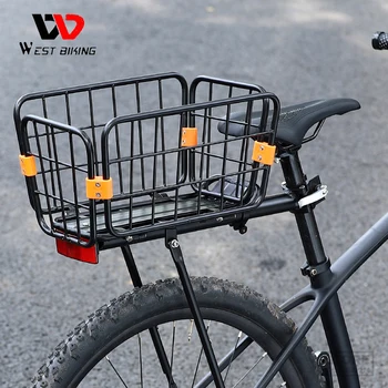 Задняя багажная полка для велосипеда WEST BIKING, Корзина для переноски груза, Быстросъемный Регулируемый багажник С отражателем и ремнями