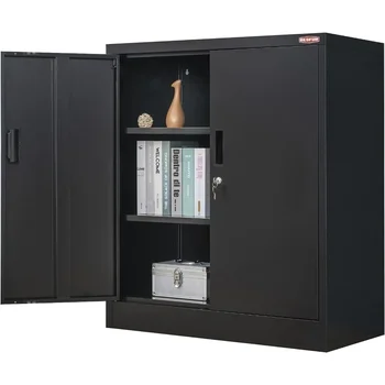 Запирающийся шкаф BESFUR, 36-дюймовый Металлический Шкаф для хранения с 2 Регулируемыми Полками, Офисный шкаф для хранения вещей для дома, Офиса, Гаража