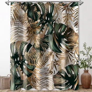 Зеленая Гавайская Тропическая занавеска для душа, Зеленое золото, Тропические листья, Растительная ткань, Занавеска для ванной, Ботанические Джунгли, Набор занавесок для ванны.
