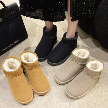Зимние ботинки для женщин, которые носят новые короткие хлопчатобумажные ботинки на осень и зиму 2023 года, плюшевые и утолщенные для тепла. Зимние ботинки для W