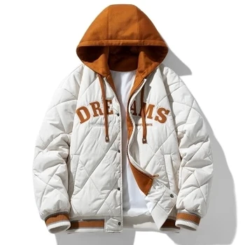 Зимняя куртка для мужчин, бейсбольная форма с капюшоном, мужская зимняя мужская куртка, ветровка, пальто, Негабаритные мужские пуховики, пальто