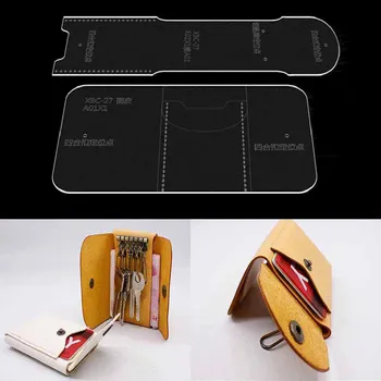 Изготовление узора кожаной сумки с использованием Крафт-бумаги и акриловых шаблонов для сумки-ключа Zero wallet
