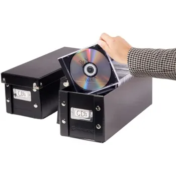 Коробка для хранения компакт-дисков - 2 упаковки - Прочные держатели для дисков размером 5,1 x 5,1 x 13,2 дюйма с крышками для хранения до 165 дисков - черный