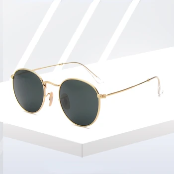 Круглые солнцезащитные очки Женские Винтажные Металлические Маленькие оттенки, Брендовые Классические солнцезащитные очки для путешествий, женская мода для вождения в стиле ретро, Google с чехлом
