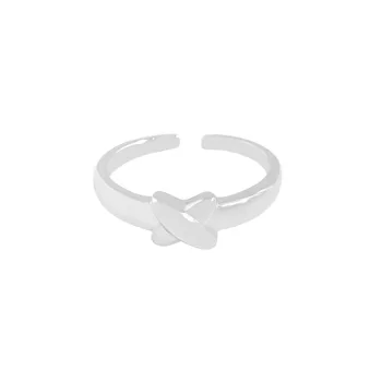 Маленький и роскошный дизайн, минималистичное Маленькое и универсальное открытое кольцо X-knot из стерлингового серебра 925 пробы с женской текстурой
