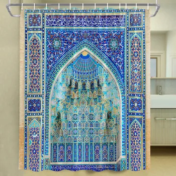 Марокканская занавеска для душа, состаренные ворота, геометрический узор, Дверной проем, Входная Архитектурная ткань, Тканевый набор для декора ванной комнаты с крючками