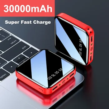Мини-Банк Питания 30000mAh Портативное Супер Быстрое Зарядное Устройство Внешний Аккумулятор Для Xiaomi iPhone Samsung Poverbank Цифровой Дисплей
