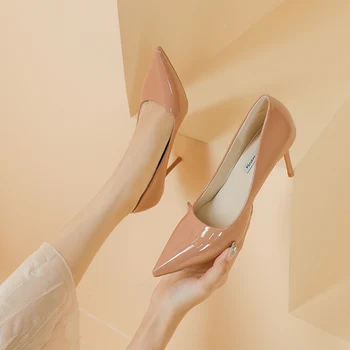 Модные туфли на высоком каблуке Плюс размер 42, женские банкетные свадебные туфли на тонкой шпильке, пикантные женские вечерние туфли с острым носком, рабочие модельные туфли