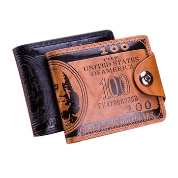 Модный держатель для карт с рисунком доллара, мужские кошельки, карманный кошелек-клатч, модный короткий кошелек из искусственной кожи, портмоне для монет, 2 цвета