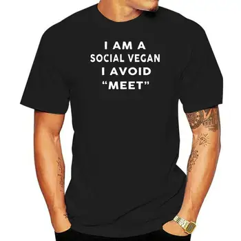 Мужская футболка I Am A Social Vegan I Avoid Meet Version2 Женская футболка