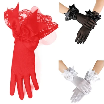 Мягкие Марлевые женские кружевные сетчатые перчатки с бантом, свадебные перчатки невесты, УФ-солнцезащитный крем, велосипедные рукавицы для вождения, перчатки для этикета, Платье