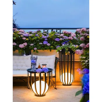 Наружная солнечная лампа, водонепроницаемая лампа для внутреннего двора, садовая вилла, минималистский торшер, балкон, терраса, лампа для цветочного стеллажа, лам для газона