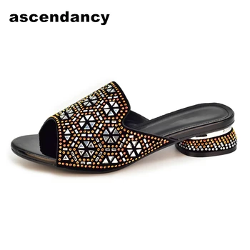 Новая модная обувь в нигерийском стиле сочетается с женскими туфлями Royal Party Brick and Stone, свадебными туфлями невесты на низком каблуке-босоножке