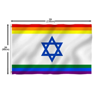 Новый стиль, 100% полиэстер, флаги Израиля на гей-параде Rainbow gay Pride