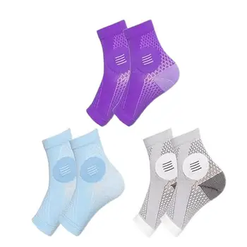 Носки для невропатии, 3 пары компрессионных носков без пальцев, дышащие удобные носки для лодыжек, рельефные спортивные носки для свода стопы и пятки