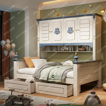 Односпальная кровать для мальчиков 1 м, детская кровать 5 м, шкаф для одежды, комбинированная кровать, спальня для маленькой квартиры, Многофункциональный двойной ящик