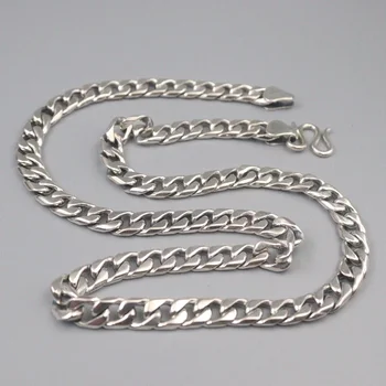 Ожерелье из настоящего серебра 925 пробы для мужчин, кубинская цепочка, 8 мм, ретро-властные серебряные украшения, подарок бойфренду, 22 дюйма
