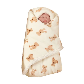 Осенне-зимнее одеяло для новорожденных, теплые фланелевые пеленки из овечьего флиса, обертывание для ребенка
