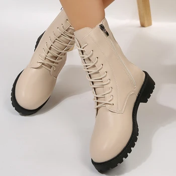 Осенние женские ботильоны на молнии 2023, готическая женская обувь, мотоциклетные ботинки на платформе в британском стиле, женские ботильоны на шнуровке в стиле панк