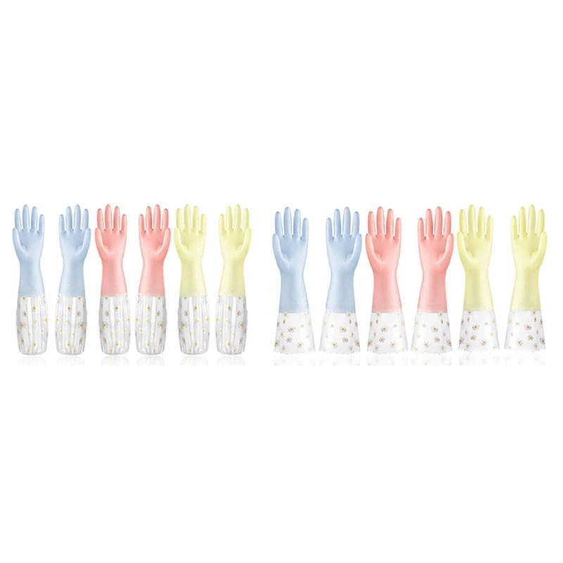 Перчатки для мытья посуды, 3 пары - Многоразовые резиновые перчатки, нескользящие Перчатки для стирки, Кухонные перчатки для садоводства, бытовые перчатки в розницу